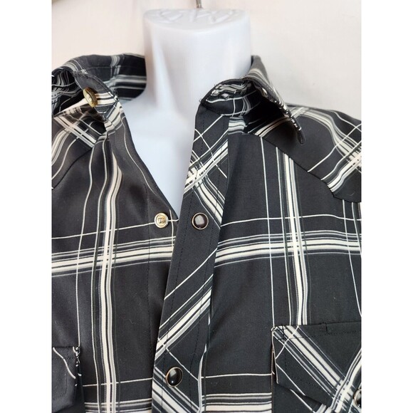 Vtg Flying Hoss‎ Ranch Wear Pearl Snap Shirt Western Guitar Skater Plaid XL XXL - Picture 2 of 16